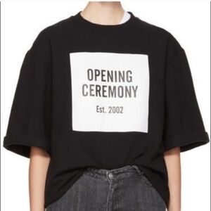 OPEN CEREMONY BLACK LOGO SHORT SLEEVE SWEATER